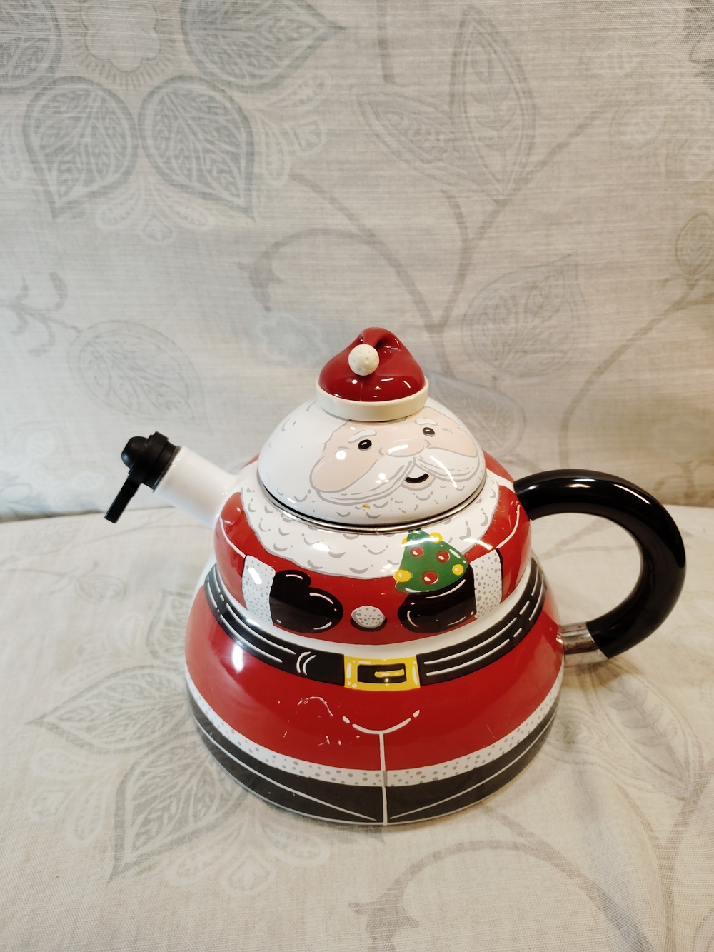 Vintage Roscho Enamel  3 Quart Whistle Teapot Kettle